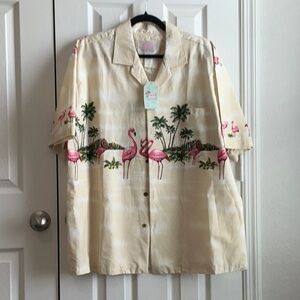 Hawaiian Angover Cream Shirt with Palm Design